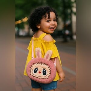 Labubu Kawaii Plush Crossbody shoulder Bag Monster Design with Bunny Ears NEW